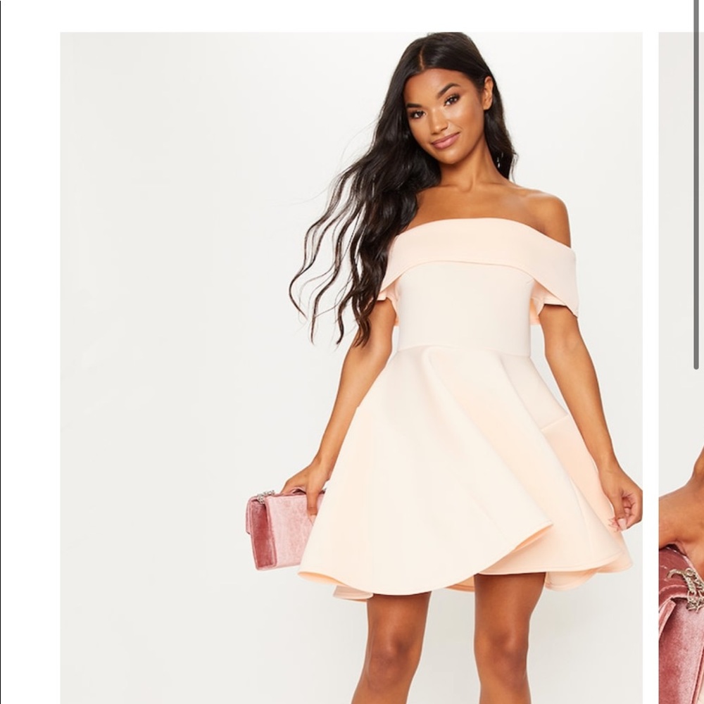 NWT PrettyLittleThing Nude Skater Dress